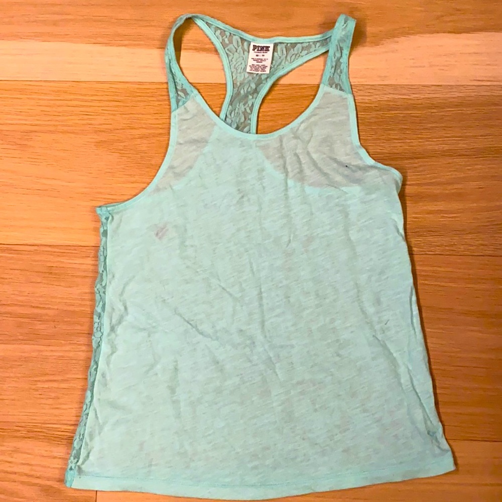 Pink turquoise tank tap lace detail new never worn